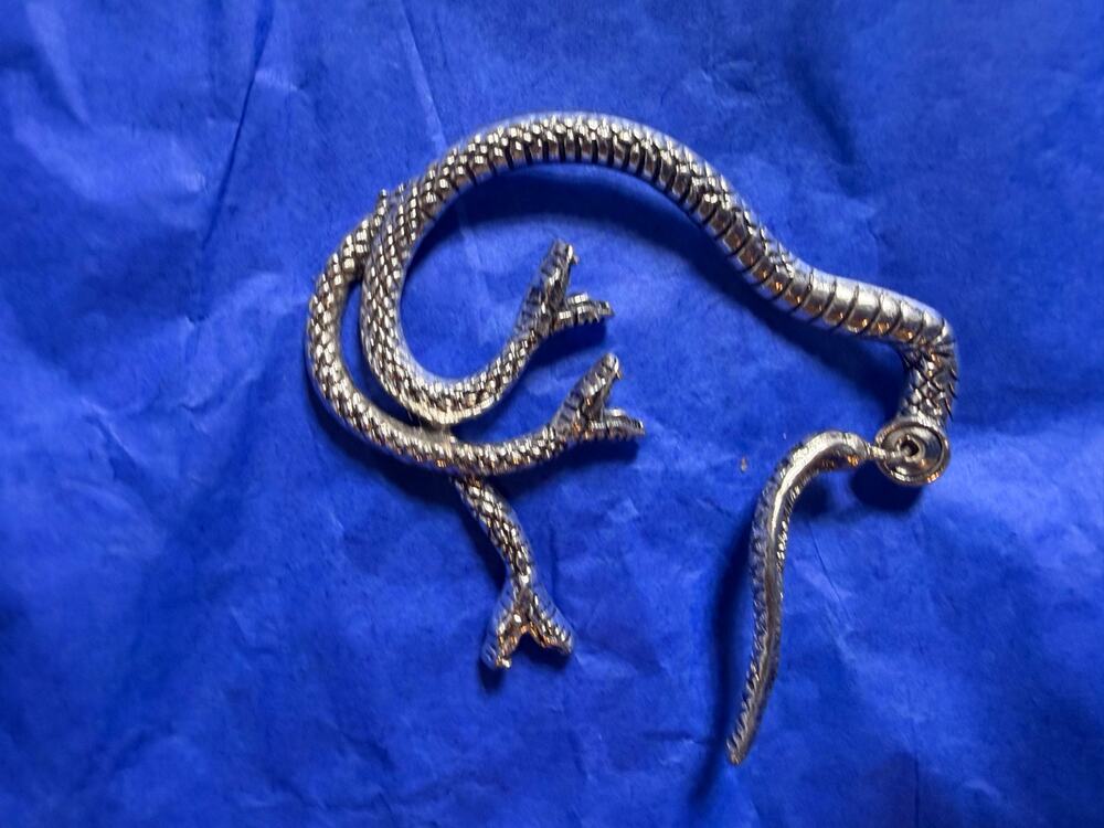 Vintage Silver Tone Lizard Ear Wrap Gecko Ear Cuff Reptile Statement Earring